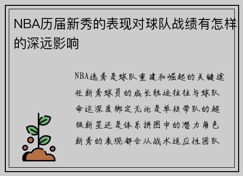 NBA历届新秀的表现对球队战绩有怎样的深远影响